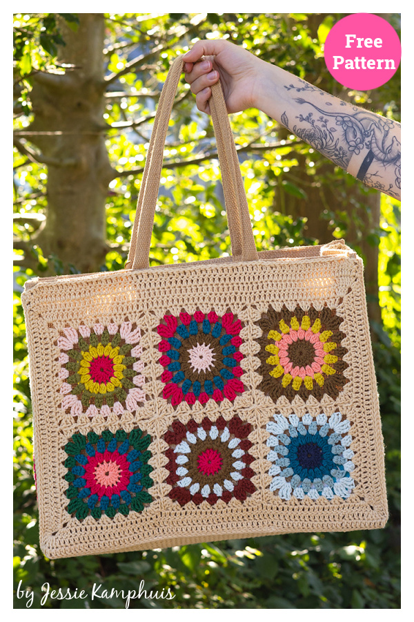 Granny Square Shopper Free Crochet Pattern