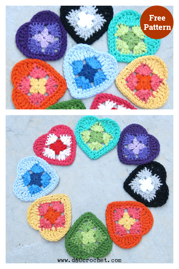 Mini Granny Heart Free Crochet Pattern 
