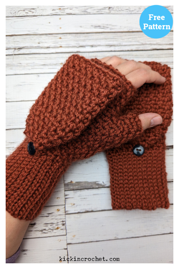 Moss Stitch Fingerless Gloves Free Crochet Pattern