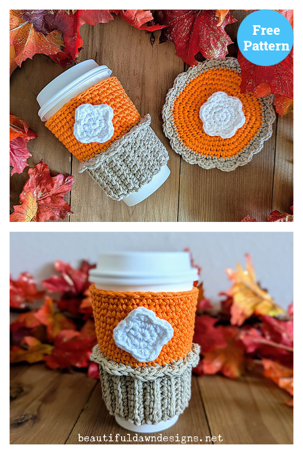Pumpkin Pie Cup Cozy Free Crochet Pattern